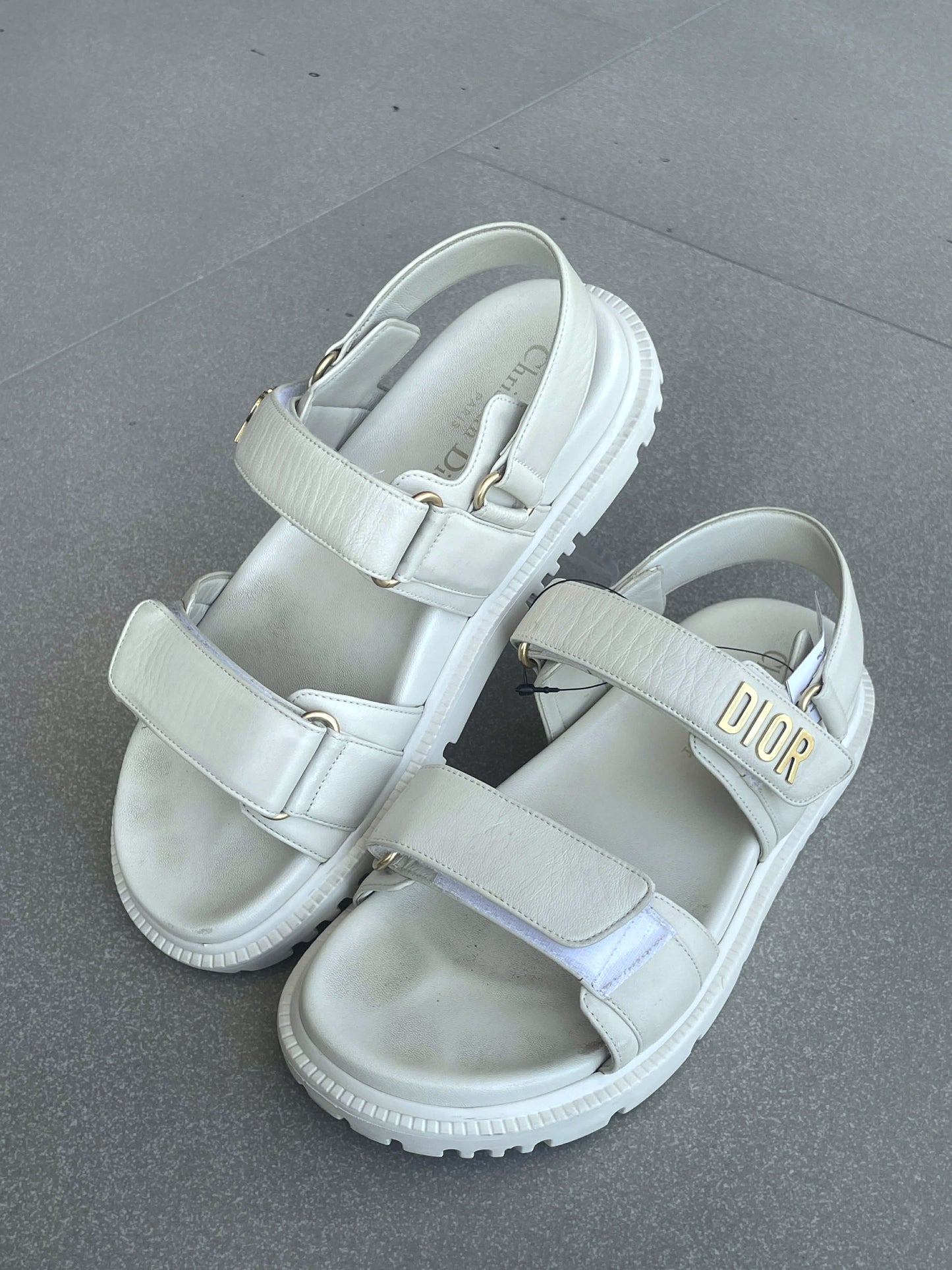 Dioract Sandal in White Lamb Skin US 37.5