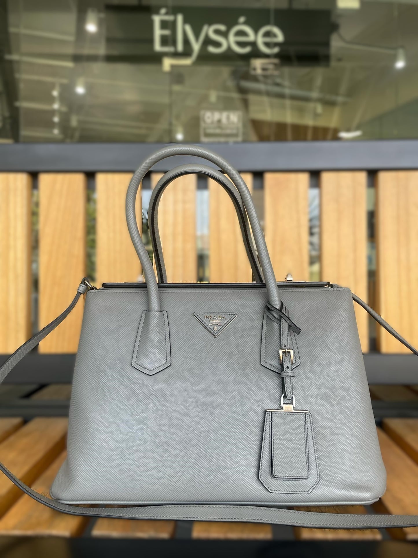 Prada Grey Twin  tote Bag