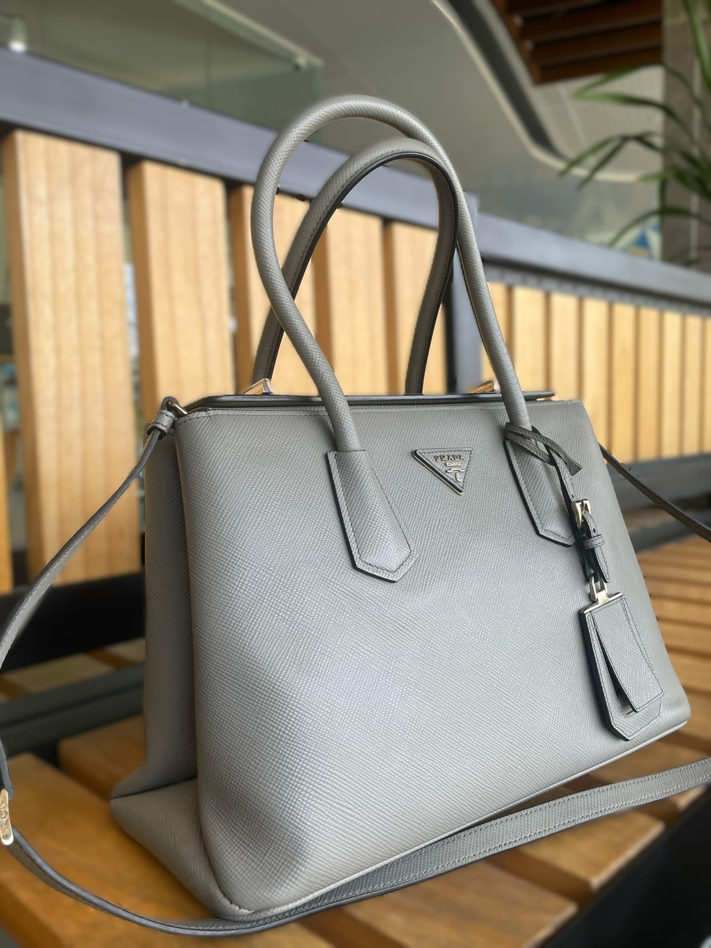 Prada Grey Twin  tote Bag