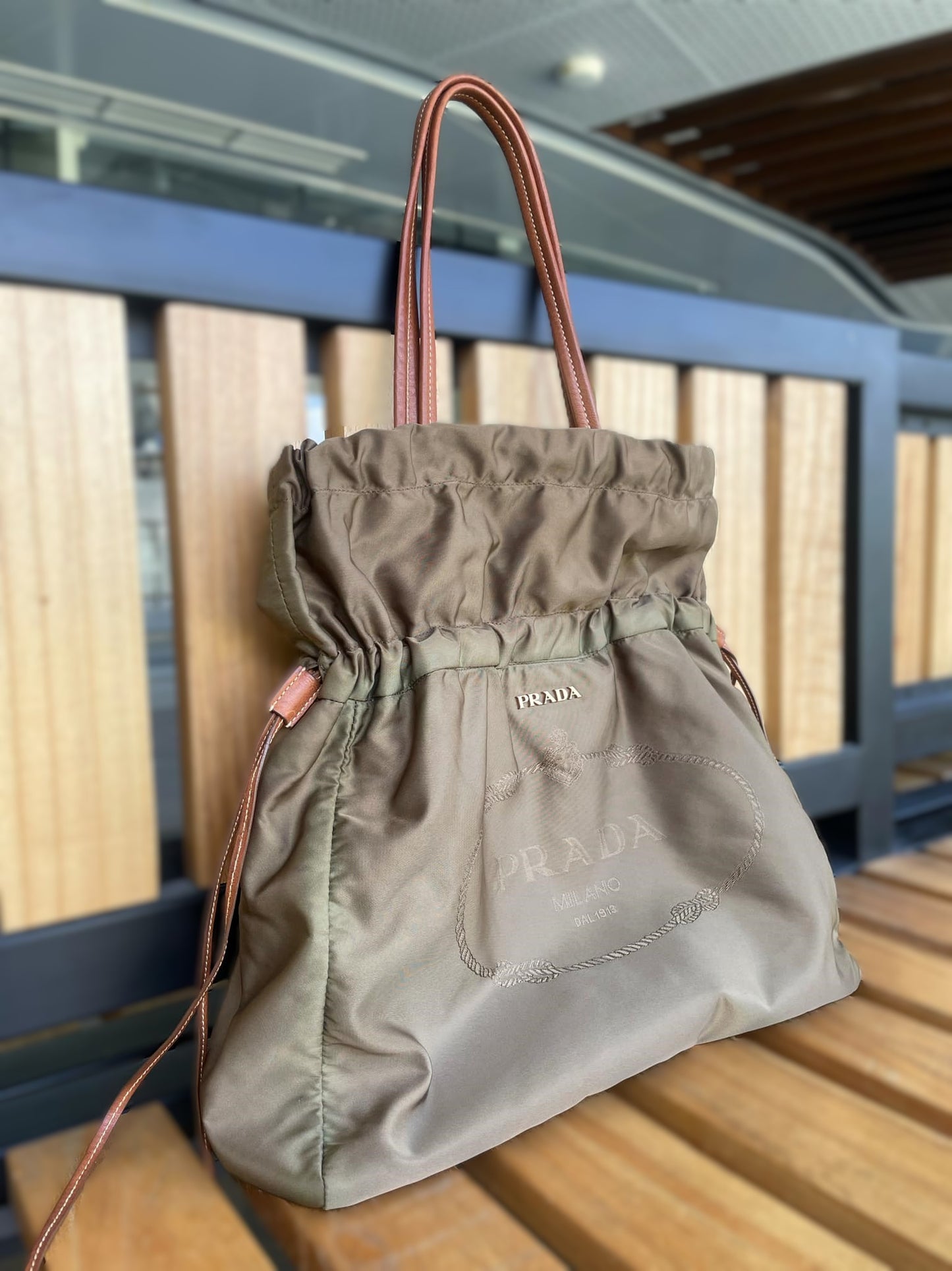 Prada Tessuto Drawstring Nylon  Tote Bag