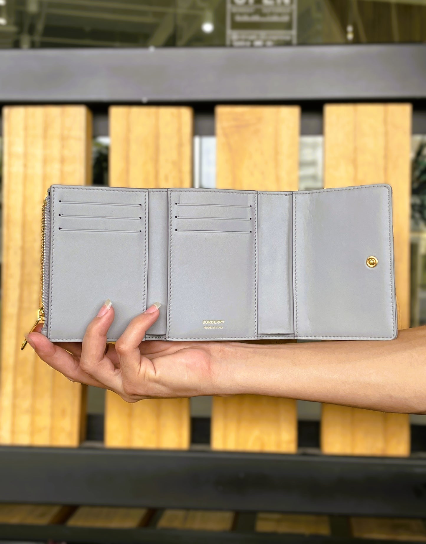 Burberry Gray Tri-Fold Wallet