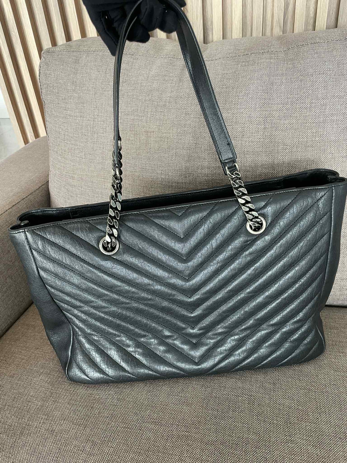 YSL Cabas Matelasse Chevron Tote