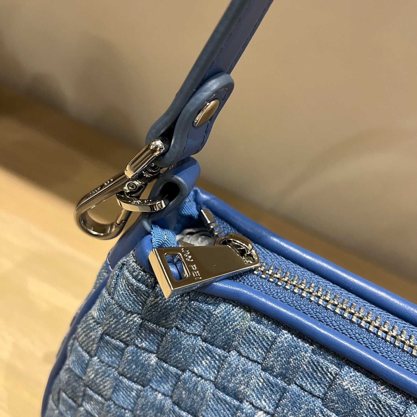 Eva Shoulder Handbag - Blue Denim Weave