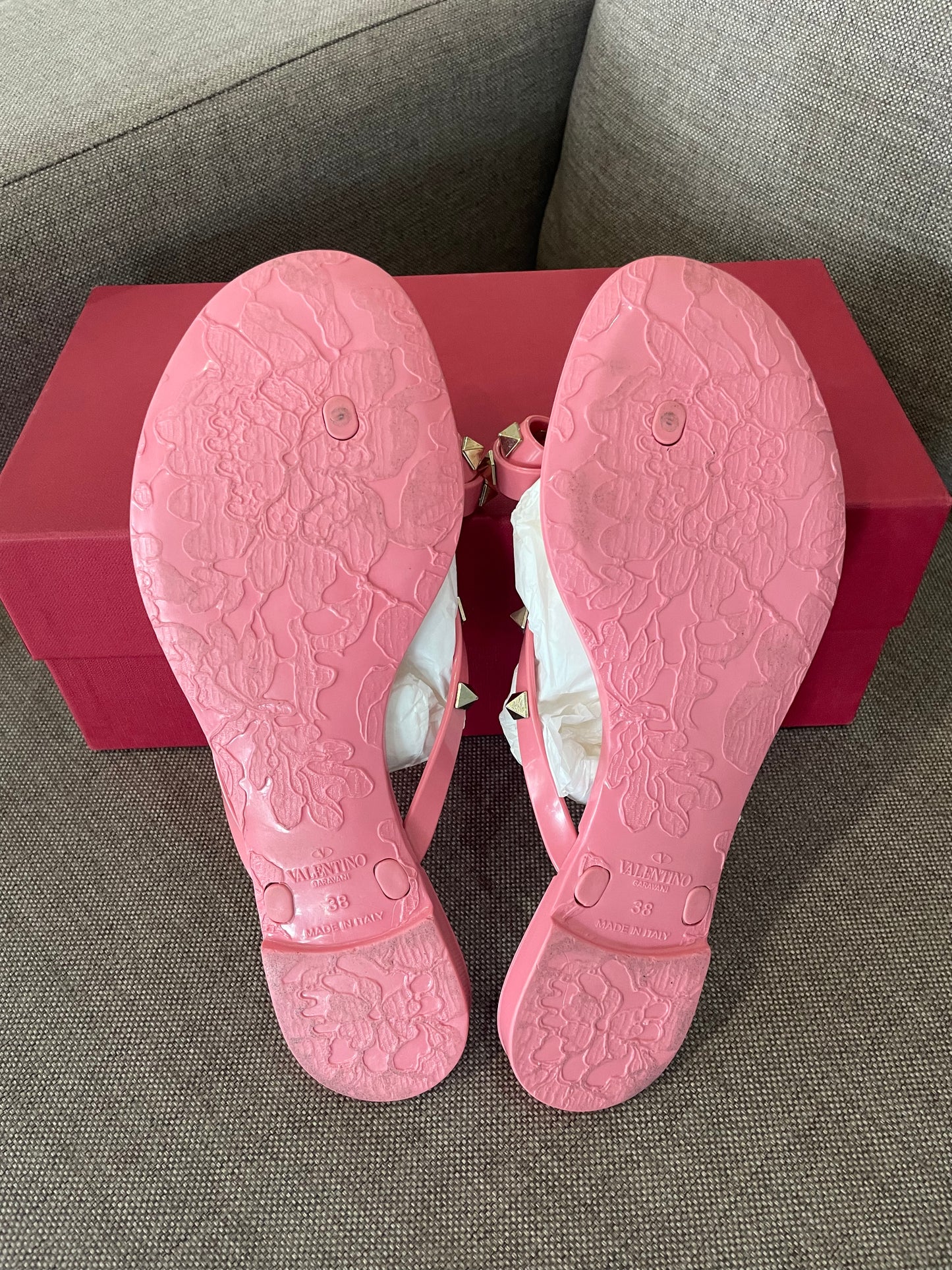 Valentino Rockstud PVC Bow Thong Flat US 8