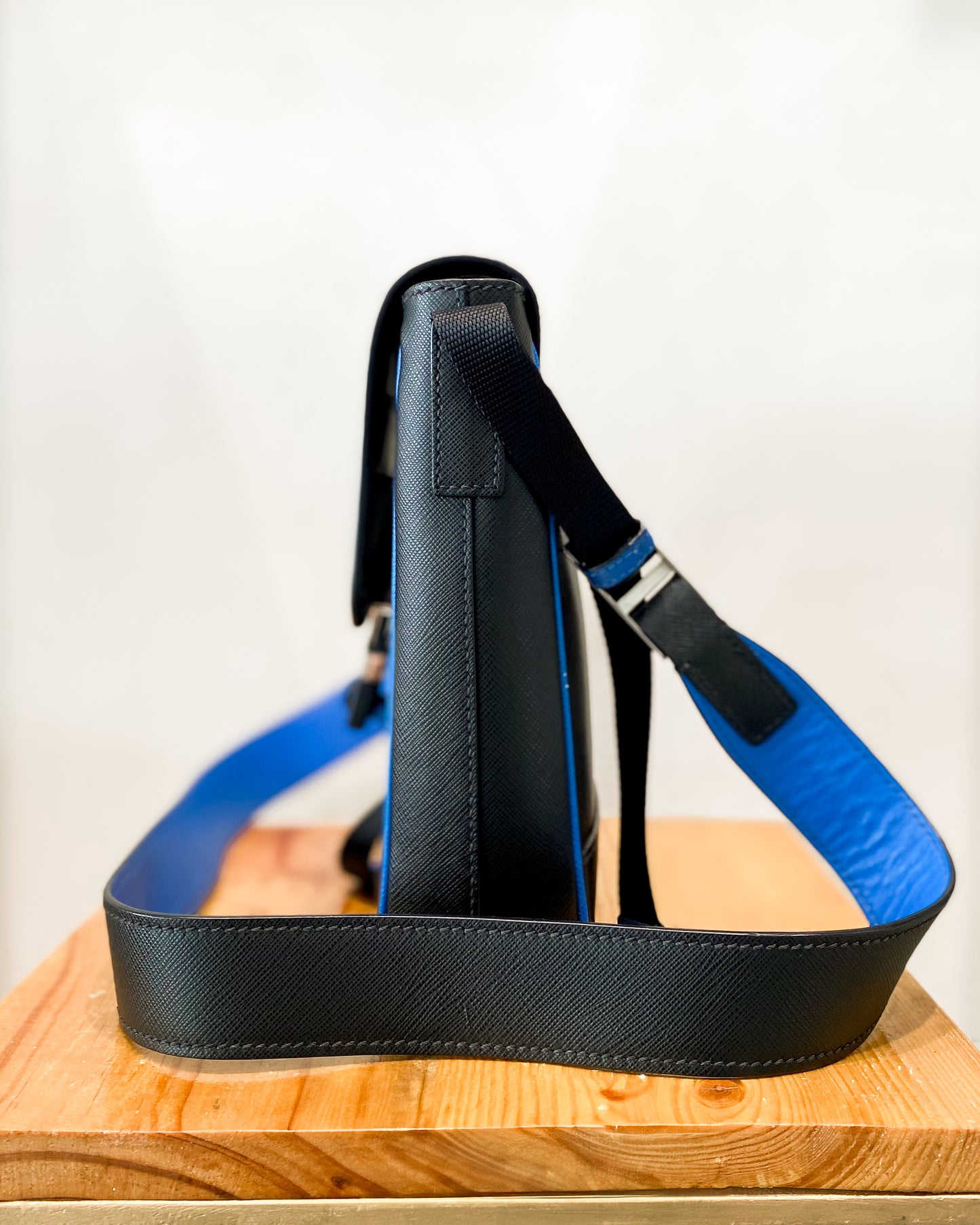 Prada Black Saffiano Buckle Flap