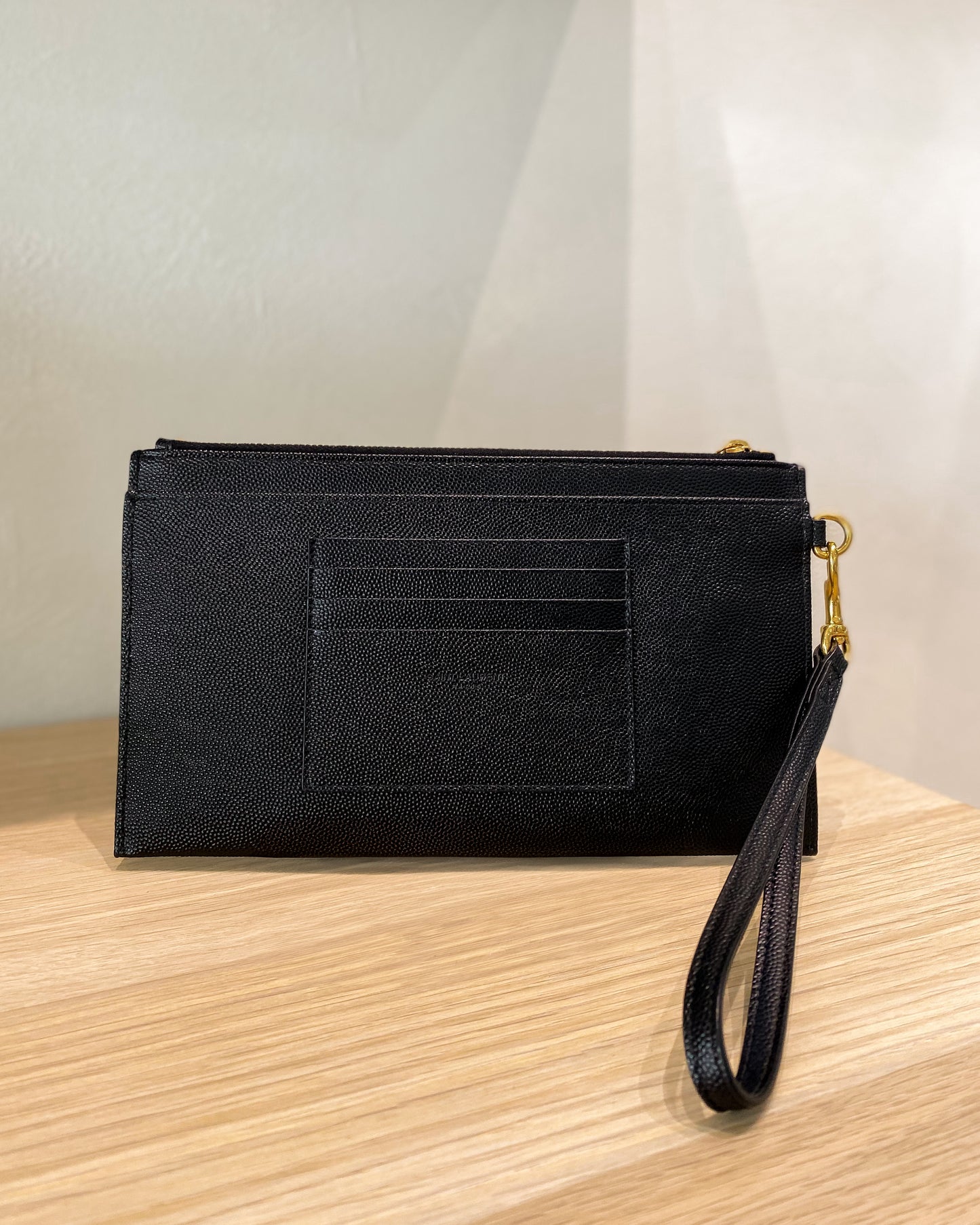 YSL Large Pouch Wristlet Leather