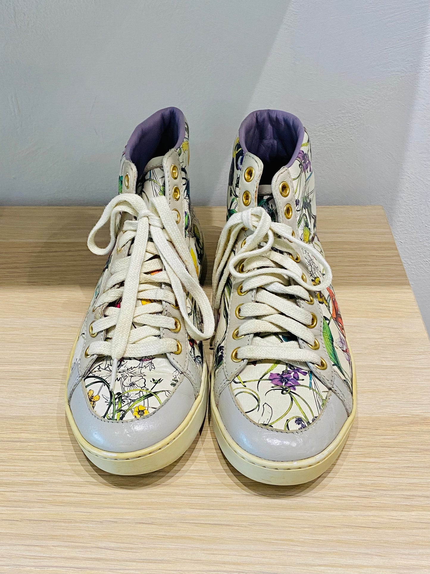 Gucci Floral PVC Leather High-cut Sneakers