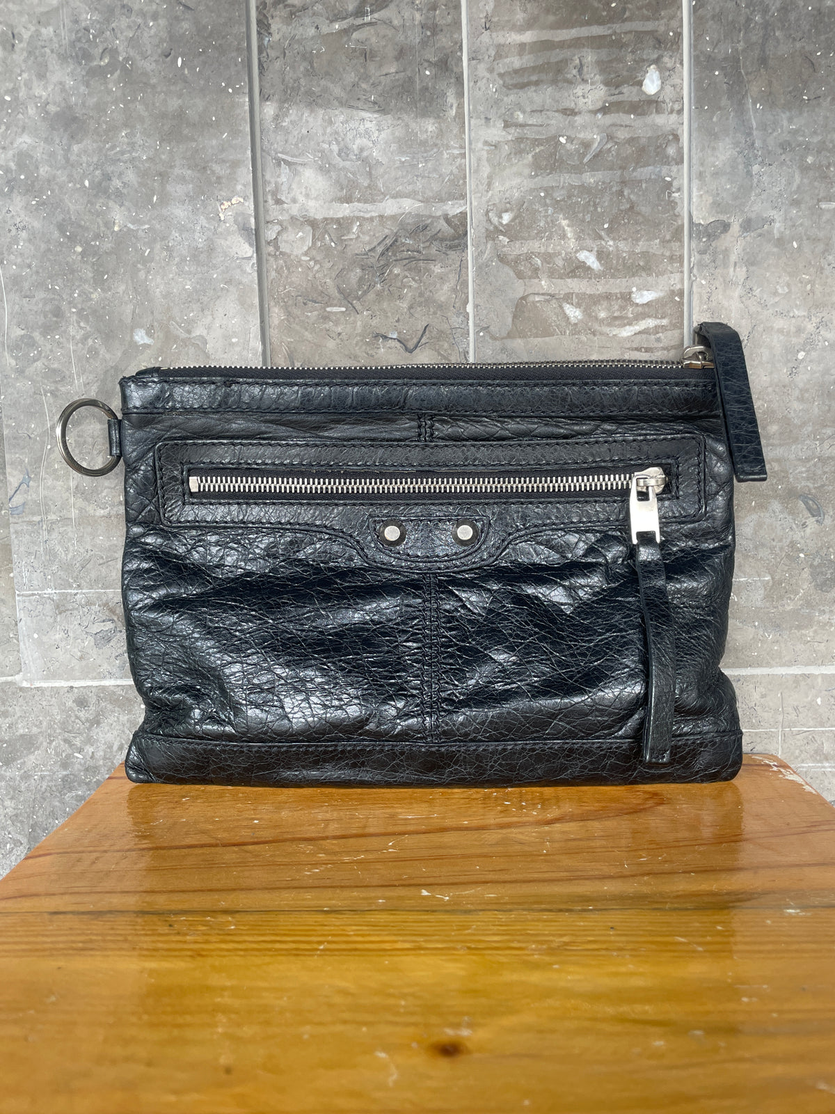 Balenciaga Arena Leather Classic Zip Pouch