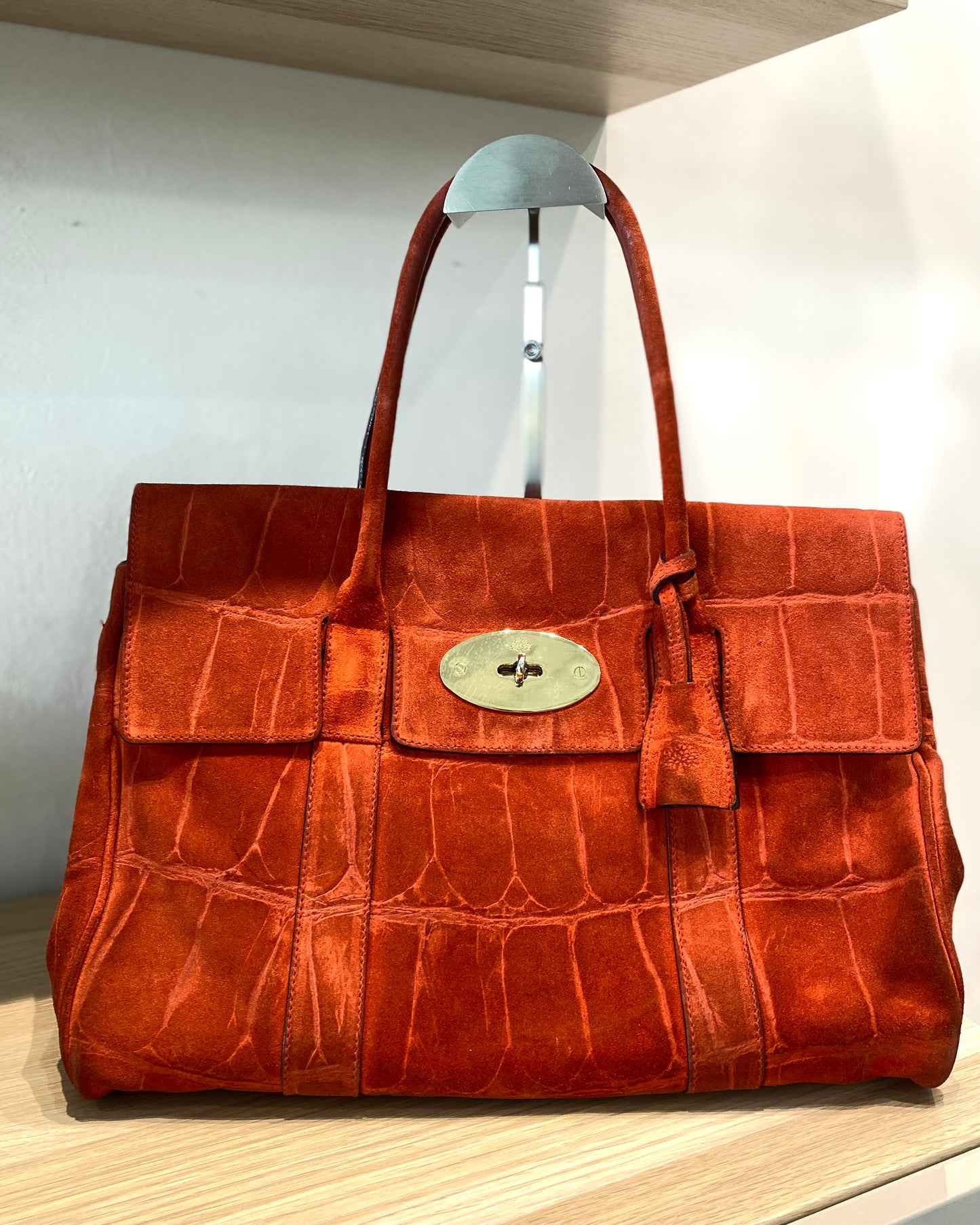 Mulberry Bayswater Orange Suede Handbag