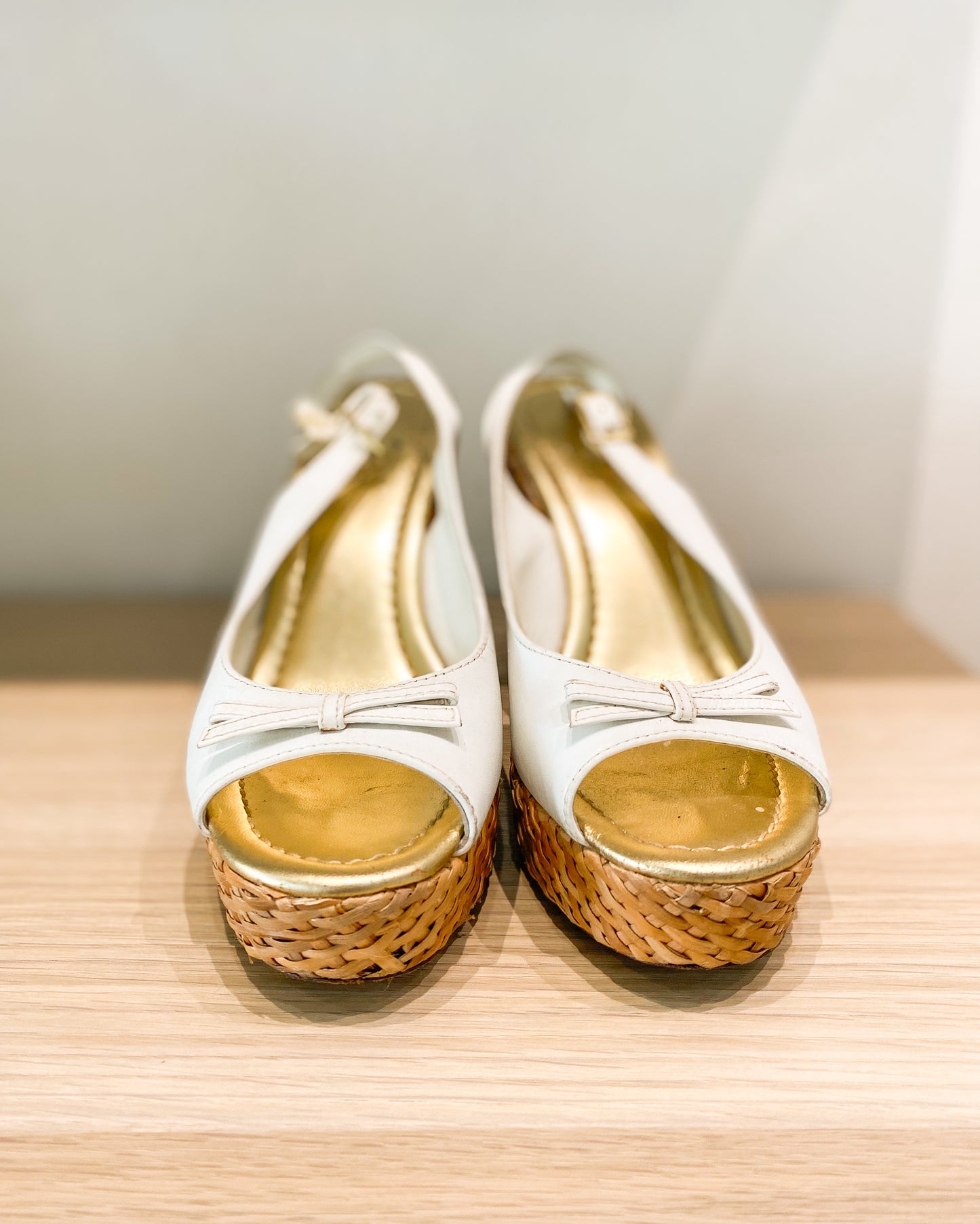 Kate Spade Della White Wicker Wedge US 8 1/2