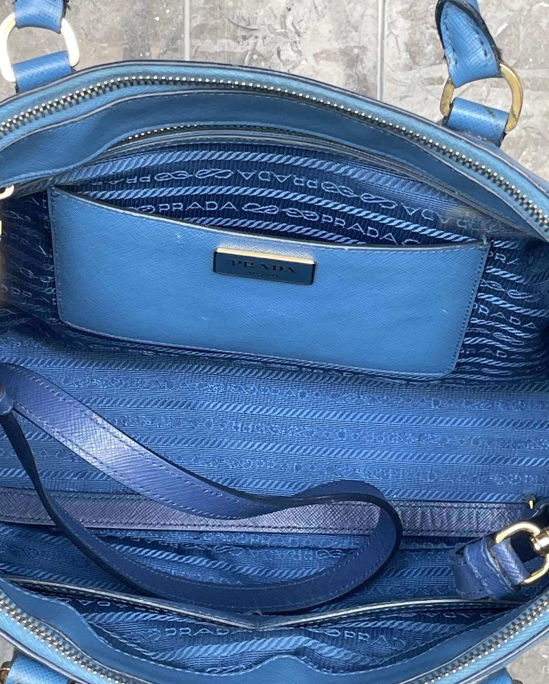 Prada Saffiano Blue Handbang