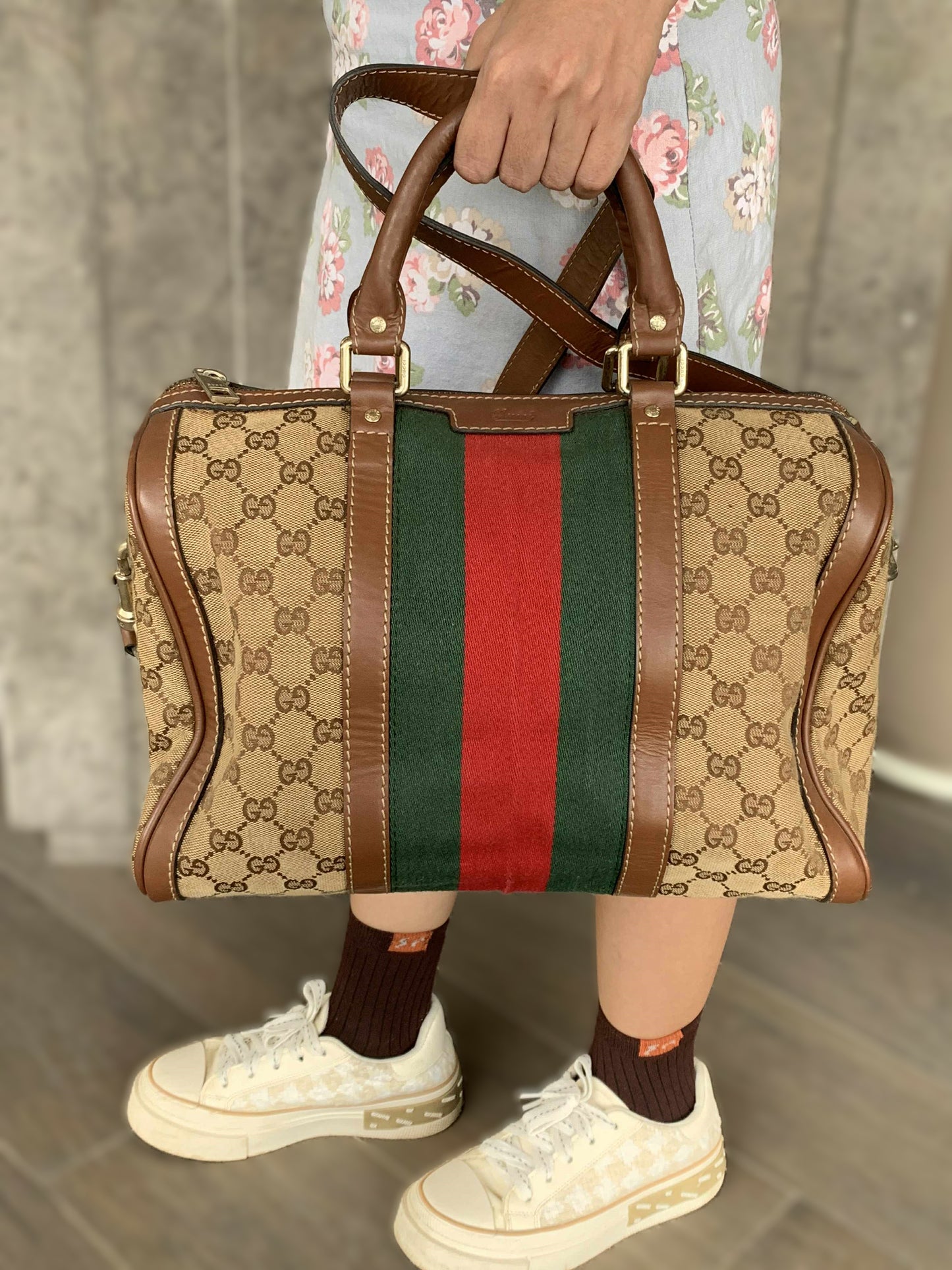 Gucci Vintage Web GG Boston Bag