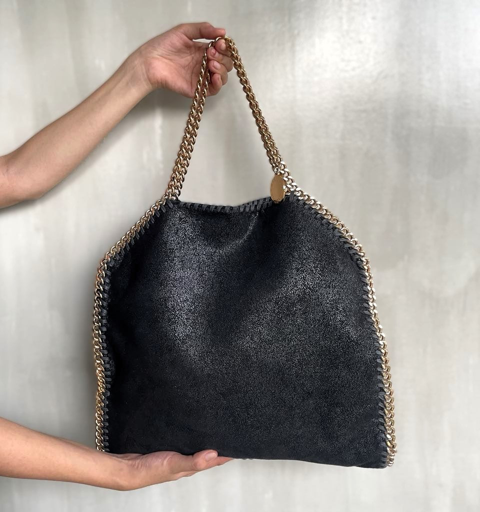 Stella McCartney Black Falabella Fold-Over Tote Bag