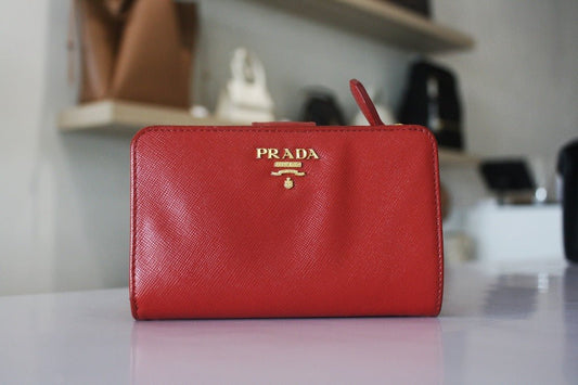 Prada Saffiano Leather Zippy Wallet, Red - Élysée