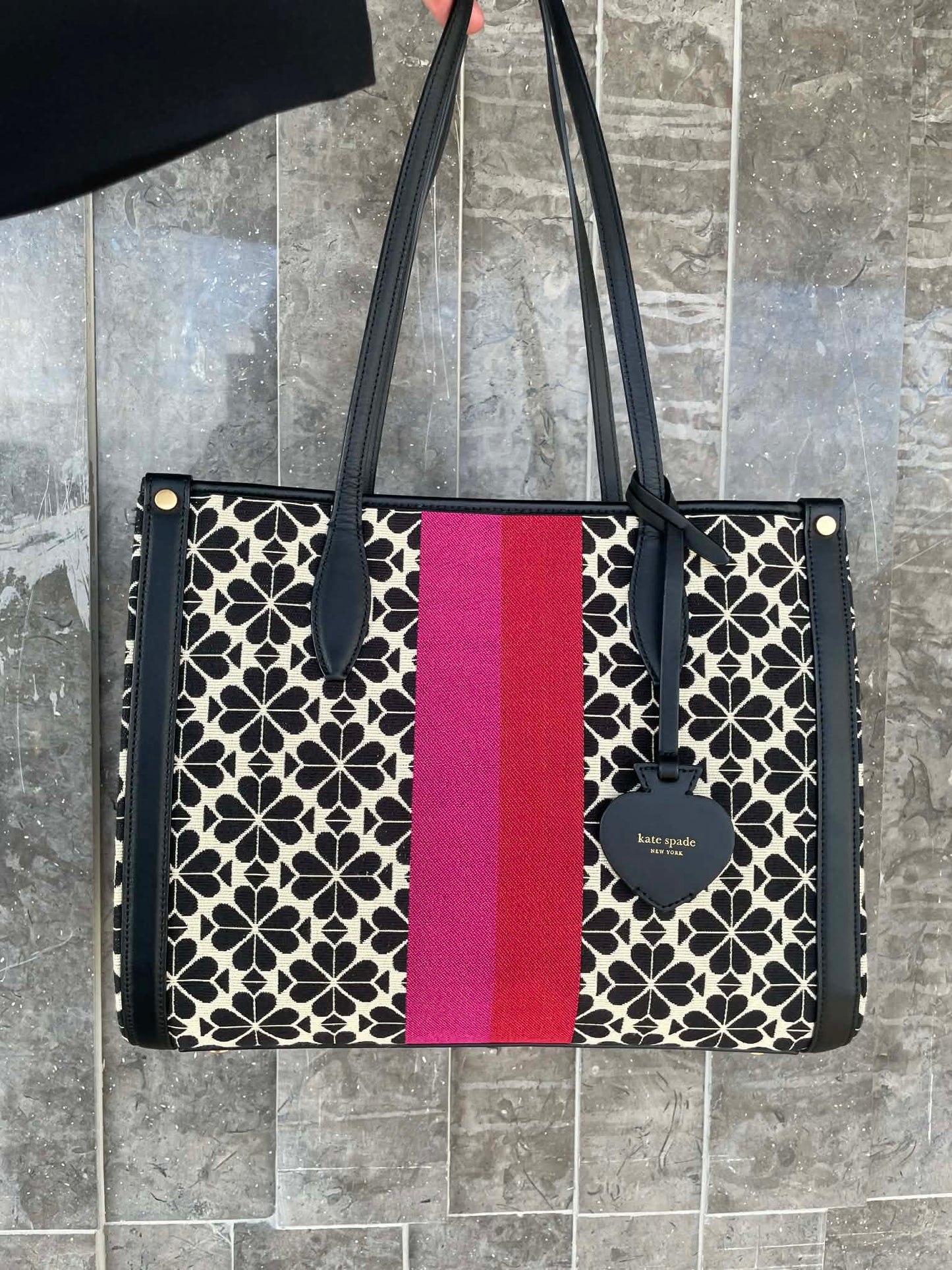 Kate Spade Flower Jacquard Stripe Black Bag
