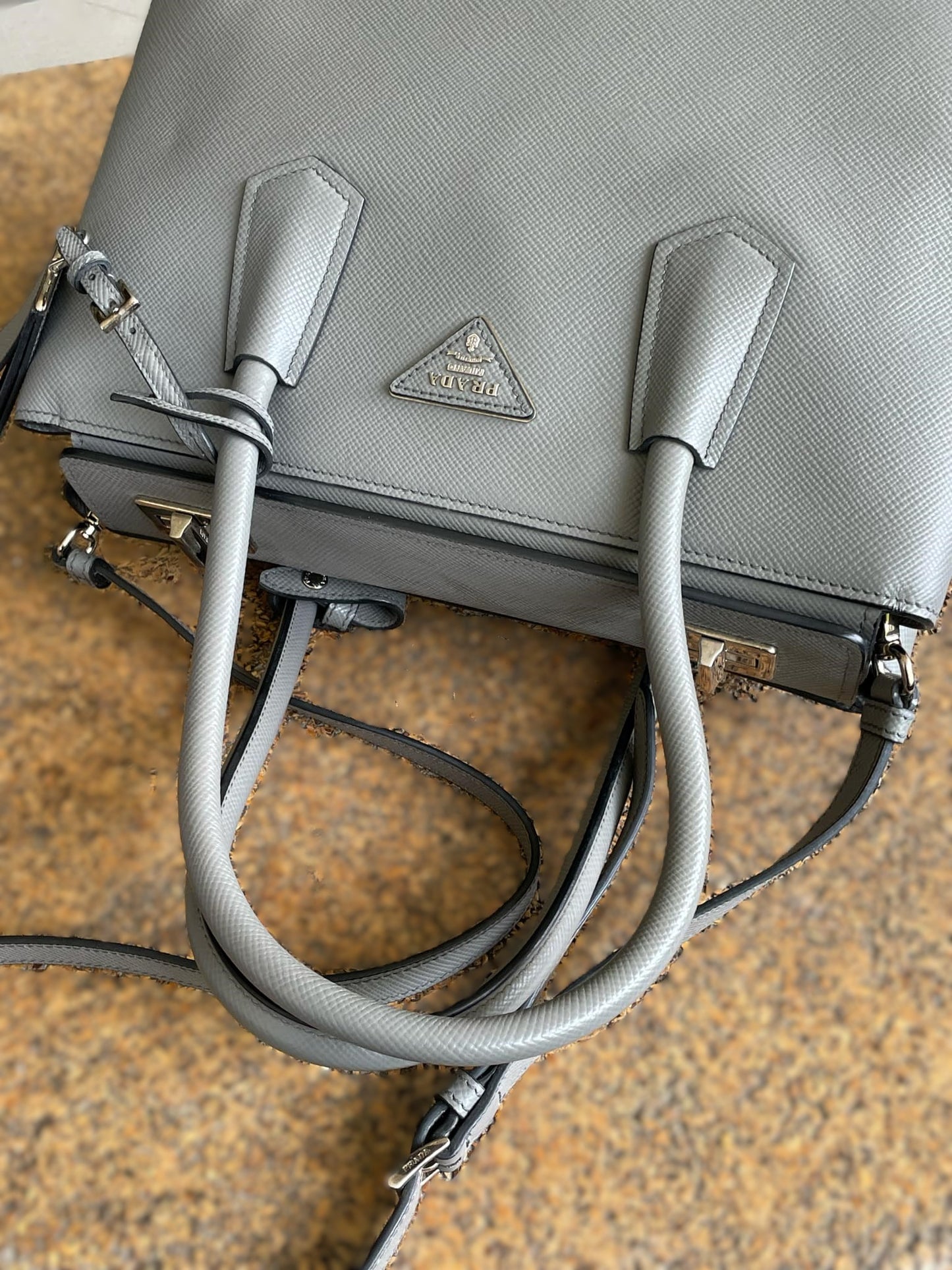 Prada Grey Twin  tote Bag