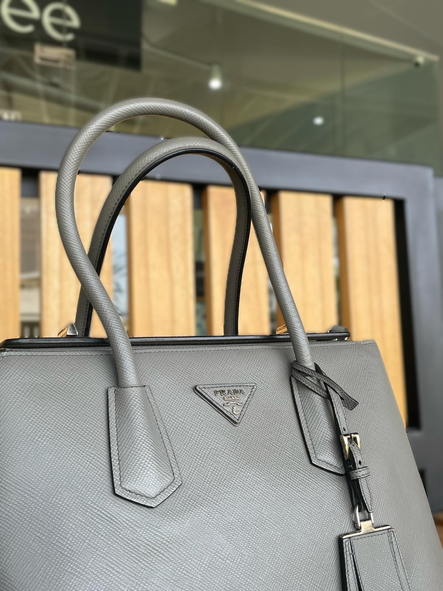 Prada Grey Twin  tote Bag