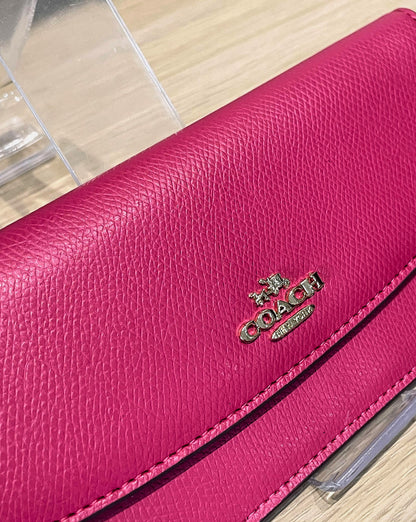 Coach Crossgrain Leather Slim Envelope in Pink