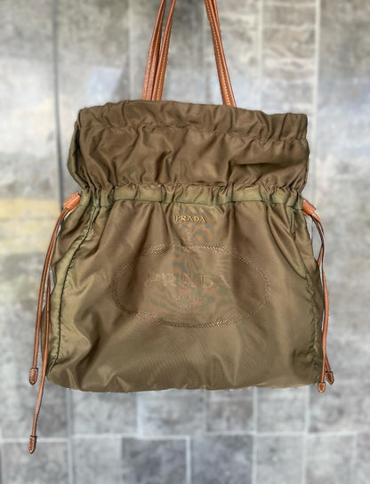 Prada Tessuto Drawstring Nylon  Tote Bag