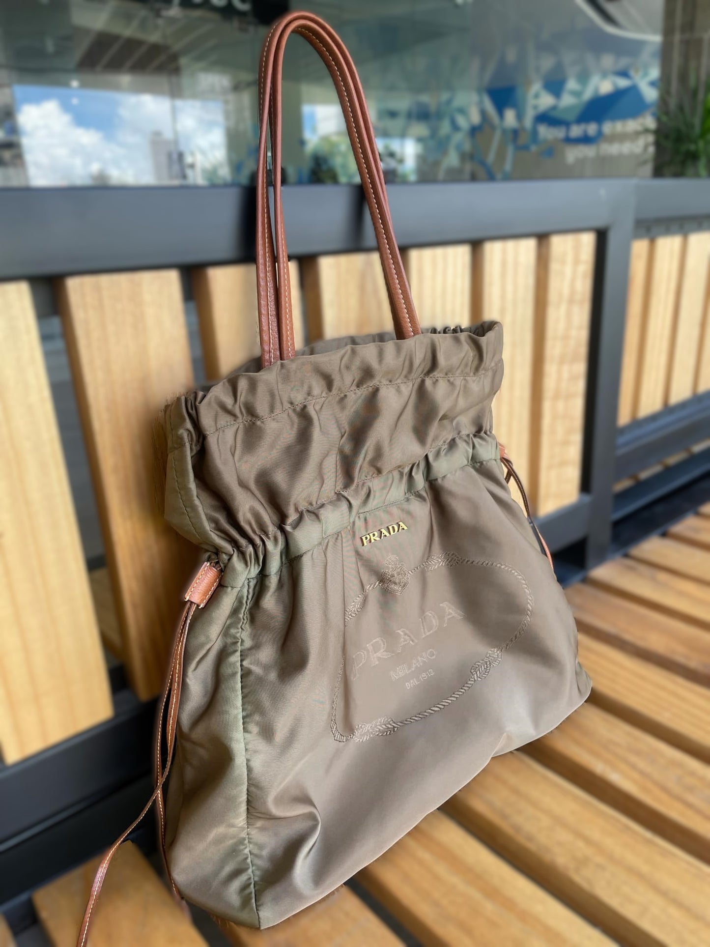 Prada Tessuto Drawstring Nylon  Tote Bag
