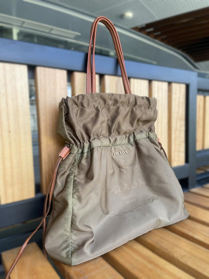 Prada Tessuto Drawstring Nylon  Tote Bag