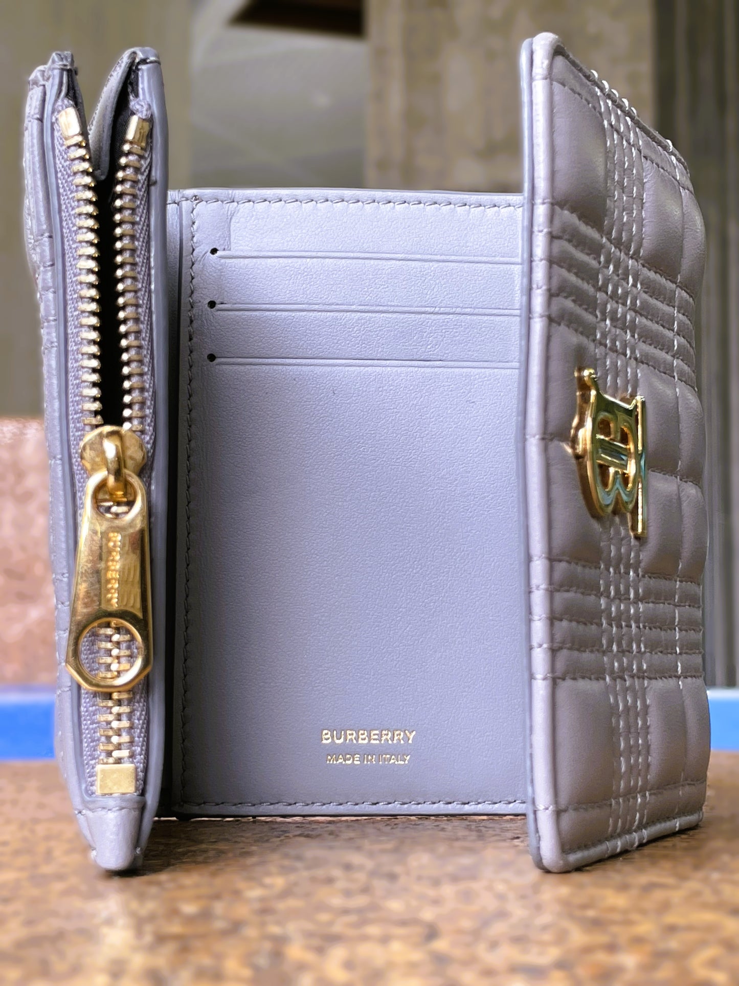 Burberry Gray Tri-Fold Wallet