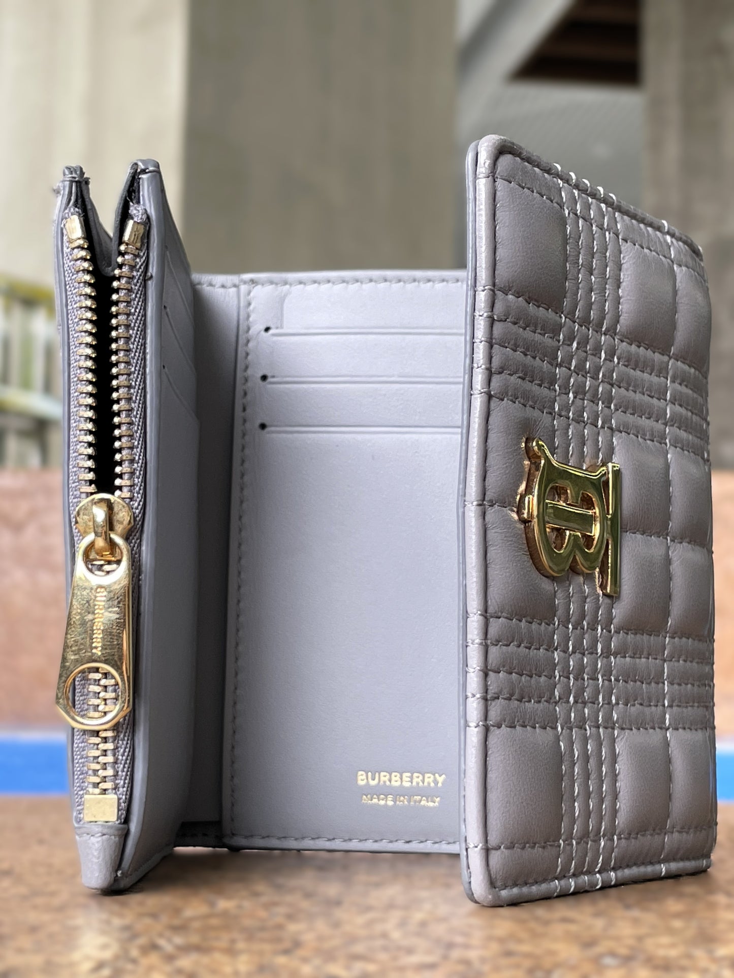 Burberry Gray Tri-Fold Wallet