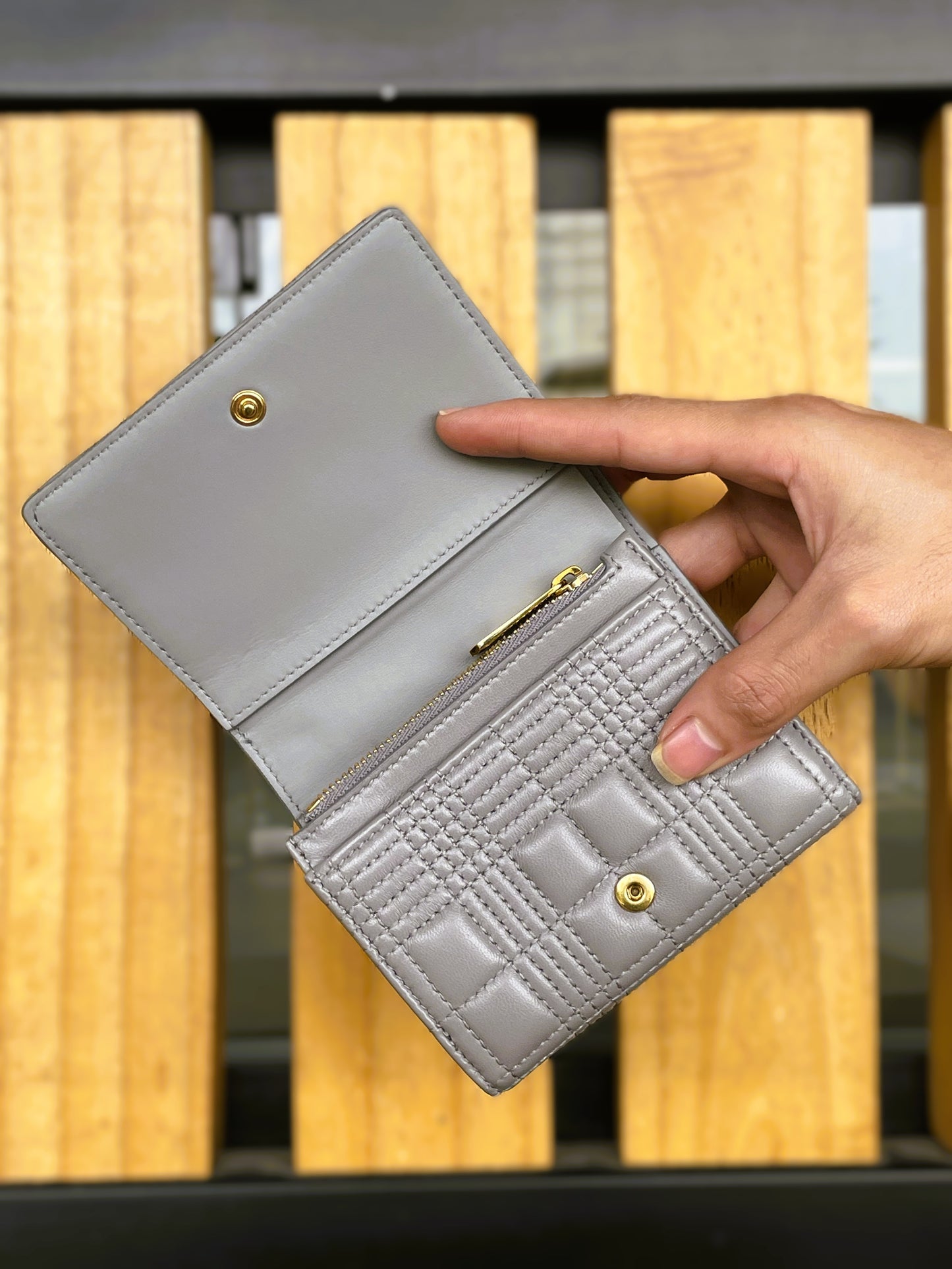 Burberry Gray Tri-Fold Wallet