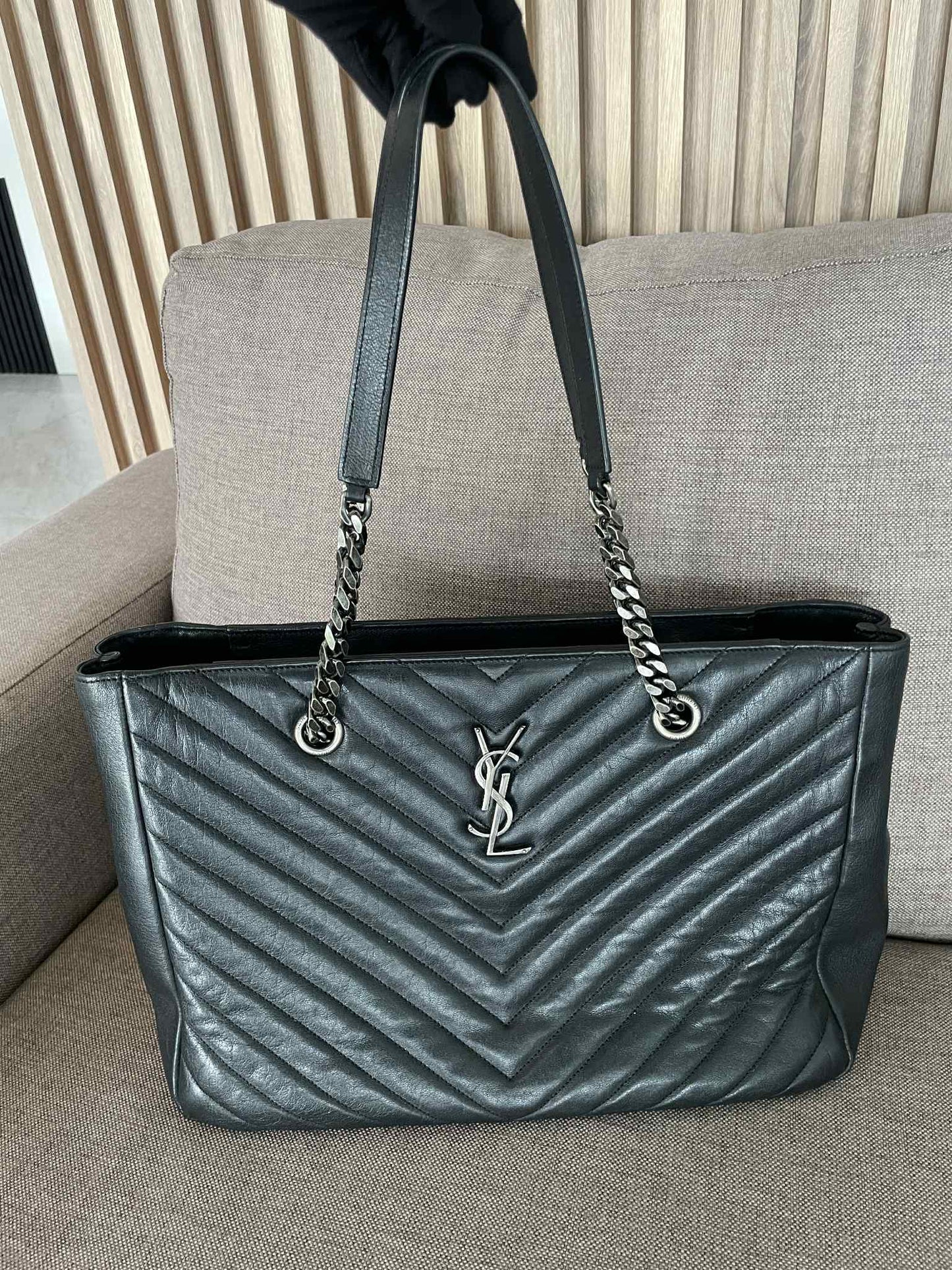 YSL Cabas Matelasse Chevron Tote