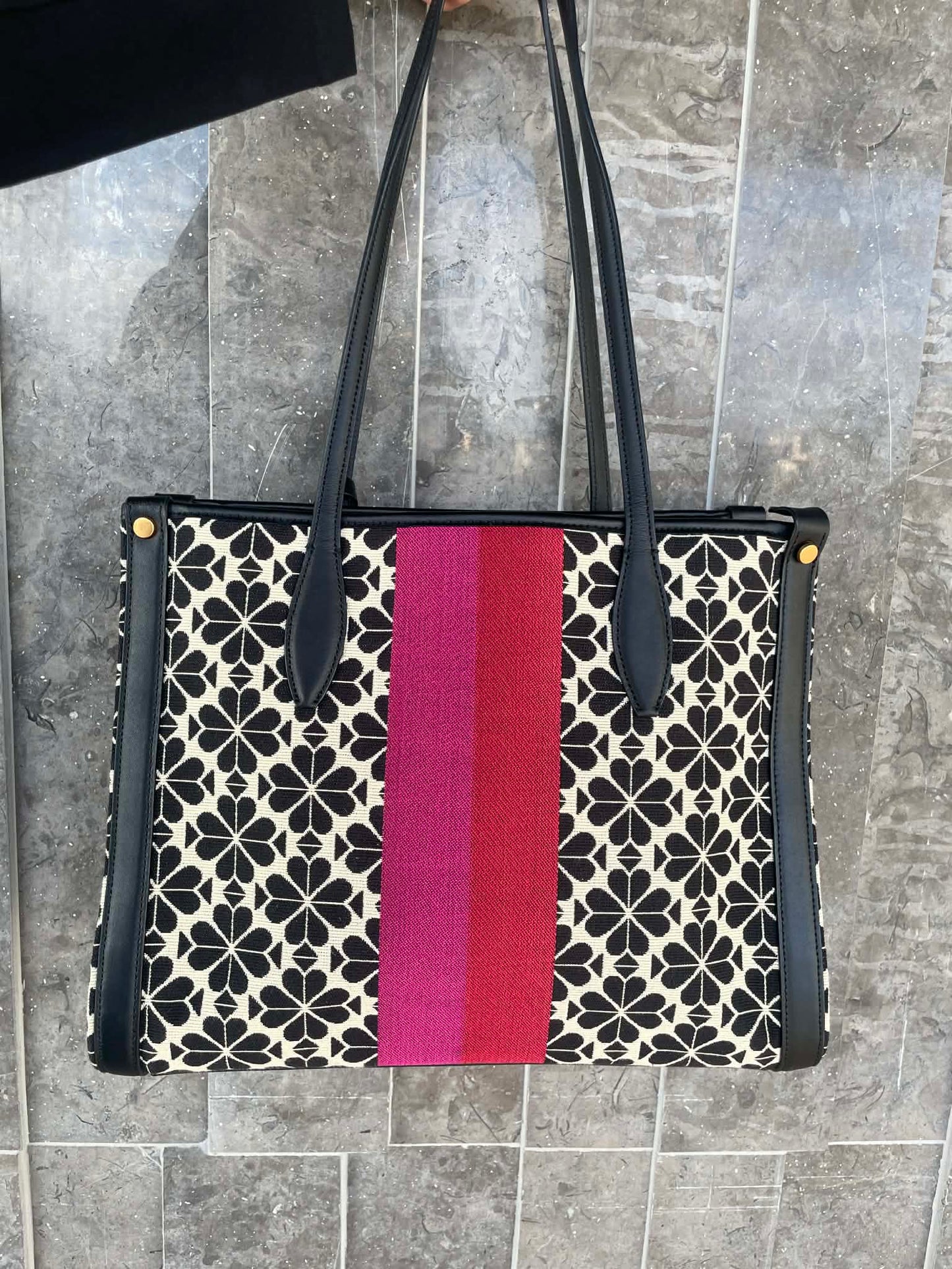 Kate Spade Flower Jacquard Stripe Black Bag