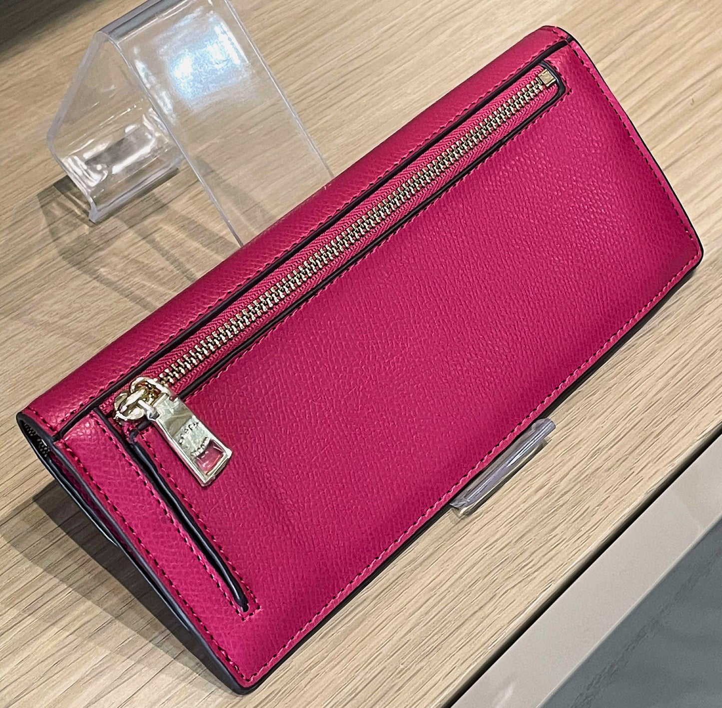 Coach Crossgrain Leather Slim Envelope in Pink