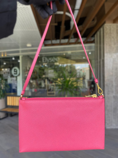 Prada Pink Saffiano Leather Pouch
