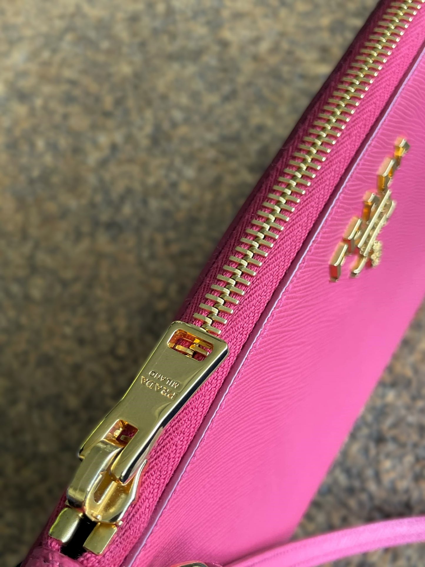 Prada Pink Saffiano Leather Pouch