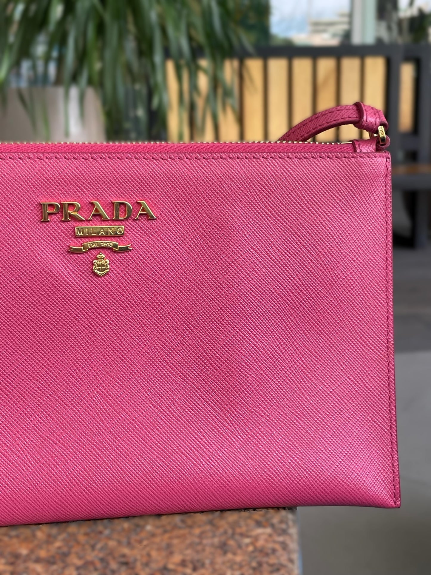 Prada Pink Saffiano Leather Pouch