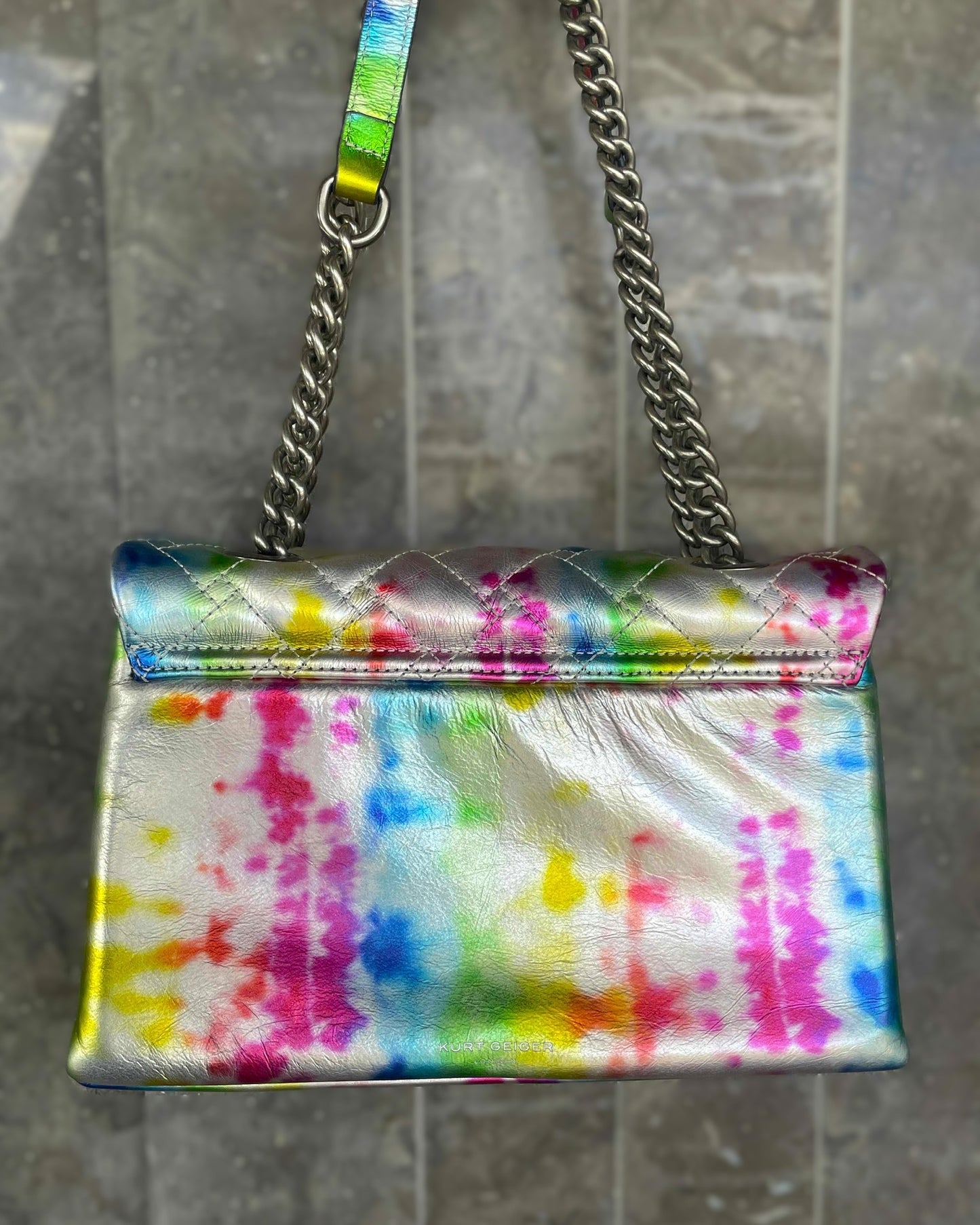 Geiger Kensington Crystal Encrusted Eagle Head Rainbow Tie bag