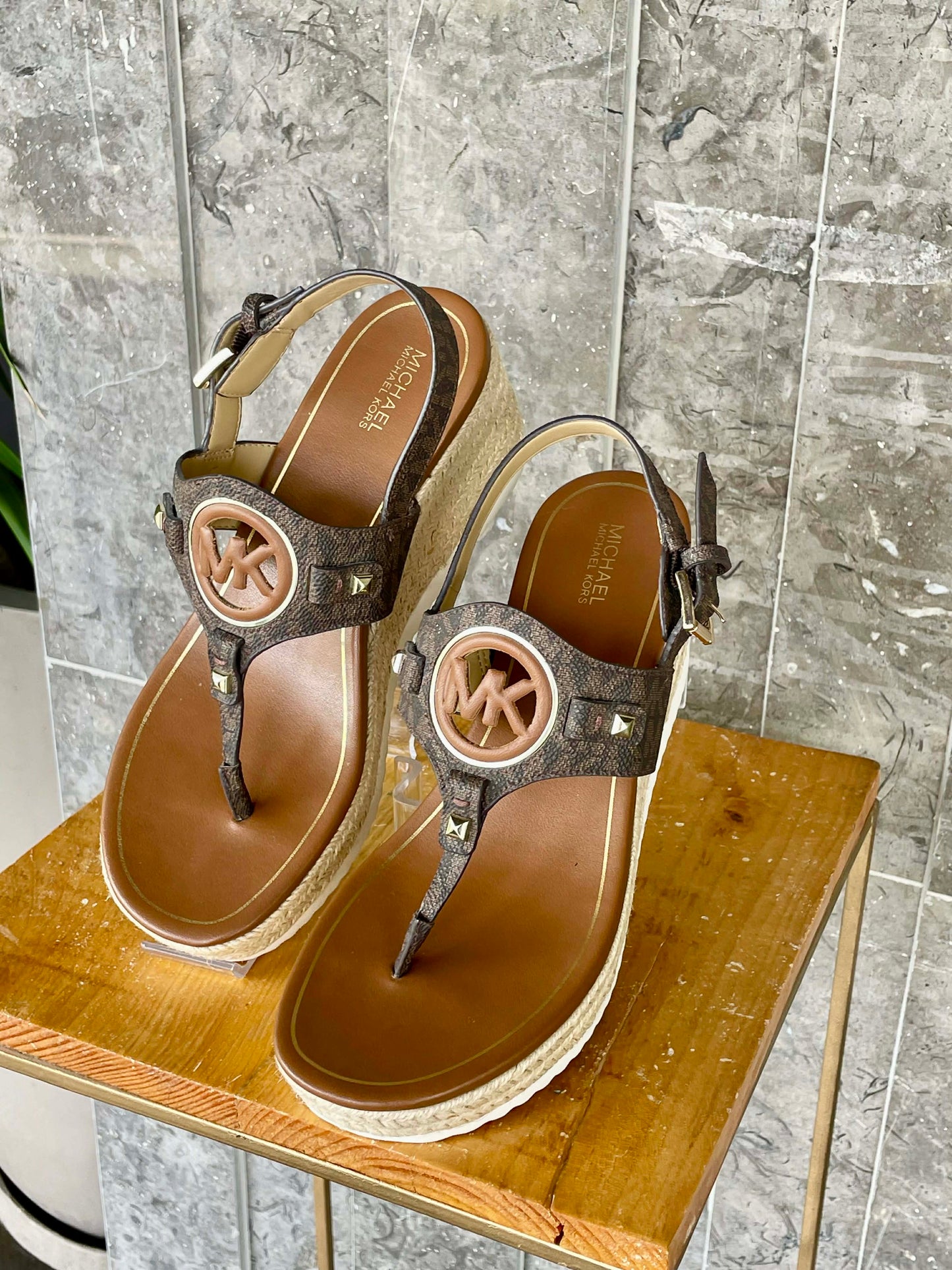 Michael kors Signature Logo Wedge Sandal Size 8