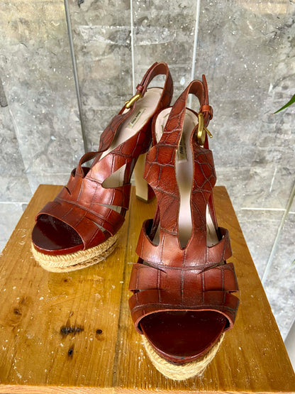 Miumiu embossed leather espadrille size7