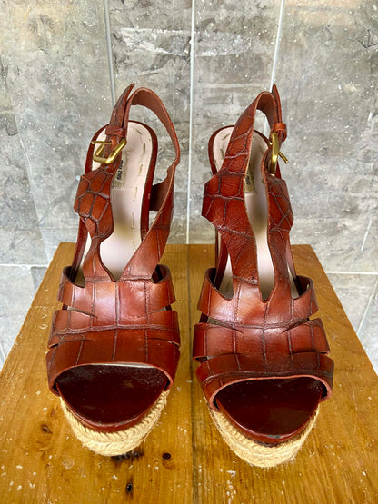 Miumiu embossed leather espadrille size7