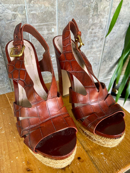 Miumiu embossed leather espadrille size7