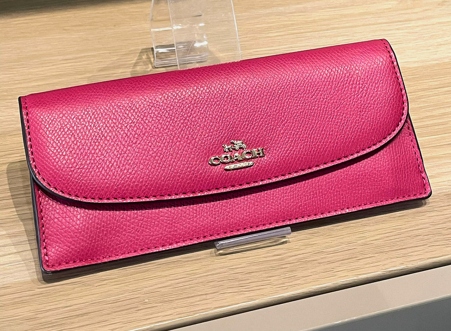 Coach Crossgrain Leather Slim Envelope in Pink