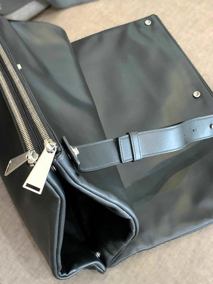 Bottega Veneta Unisex Triple Pouch Black Leather Cross Body Bag