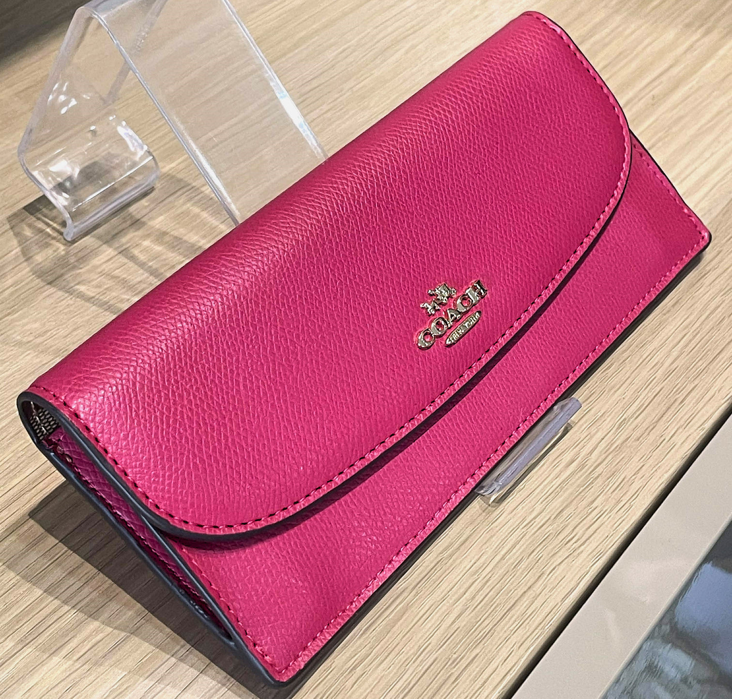 Coach Crossgrain Leather Slim Envelope in Pink
