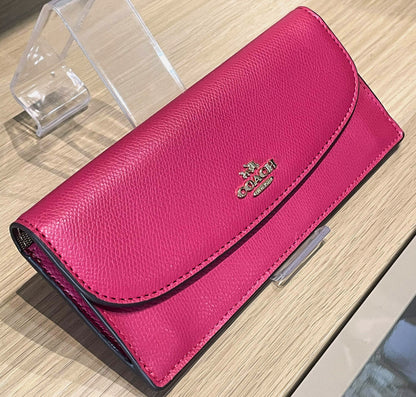 Coach Crossgrain Leather Slim Envelope in Pink