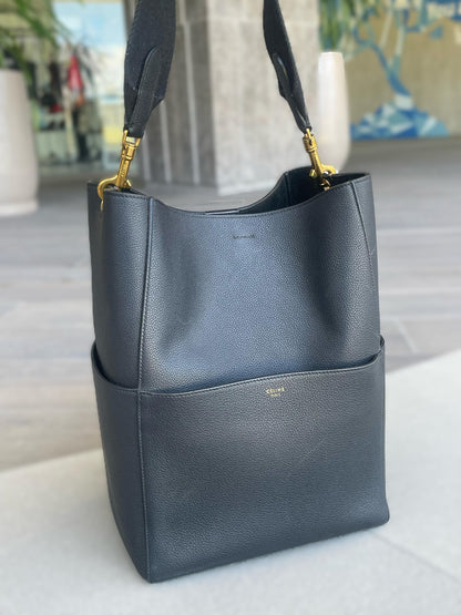 Celine Seau Sangle Black Bucket Bag