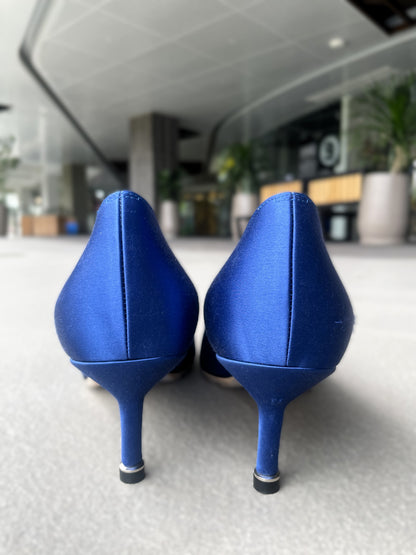 Manolo Blahnik Blue Satin Hangisi US 9