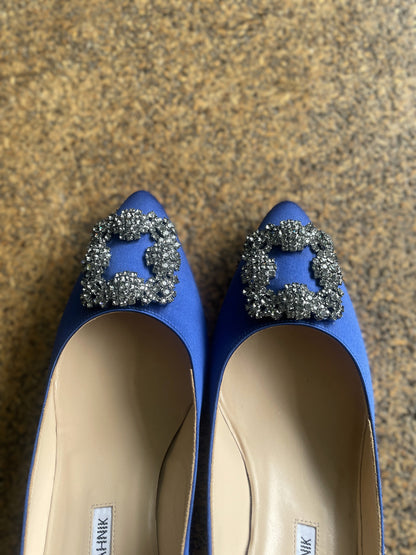Manolo Blahnik Blue Satin Hangisi US 9