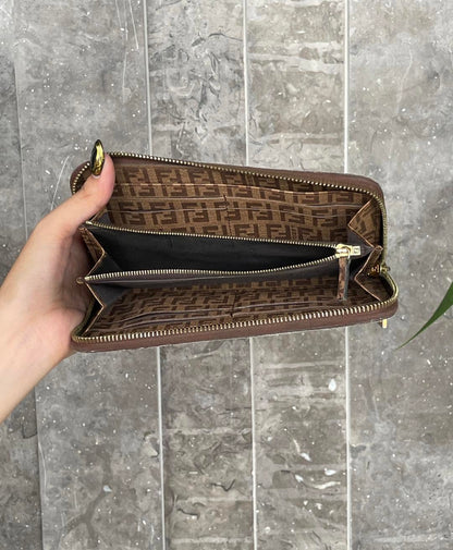 Fendi Zucchino Forever Zip Around Wallet