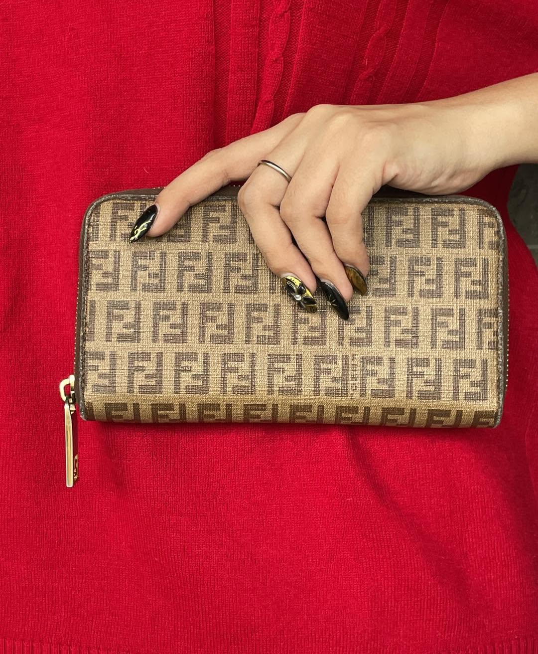 Fendi Zucchino Forever Zip Around Wallet