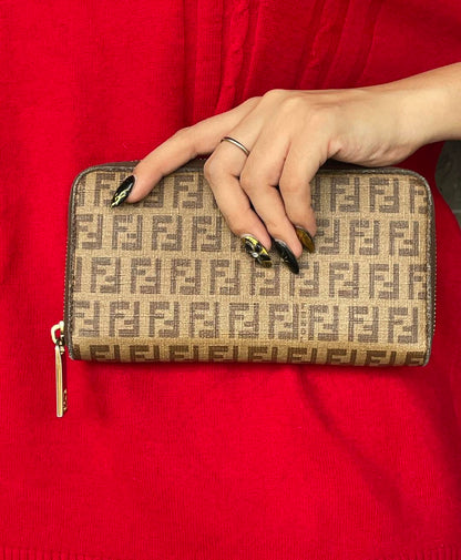 Fendi Zucchino Forever Zip Around Wallet