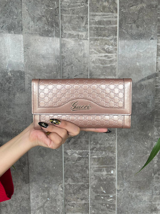 Gucci Pink Guccissima Embossed Patent Leather